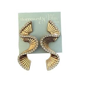 Extra Large rhinestone Gold colored Earrings